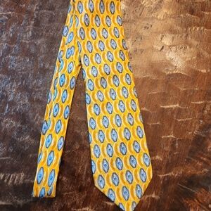 Zanzara Men's Necktie Silk Luxury Orange Blue Geometric Hand Made Tie Classic